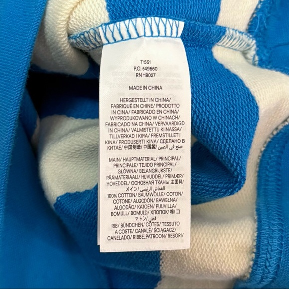 BODEN Happy Chain Stitched Embroidered Sweatshirt Blue White Stripe Womens Small - Picture 7 of 7